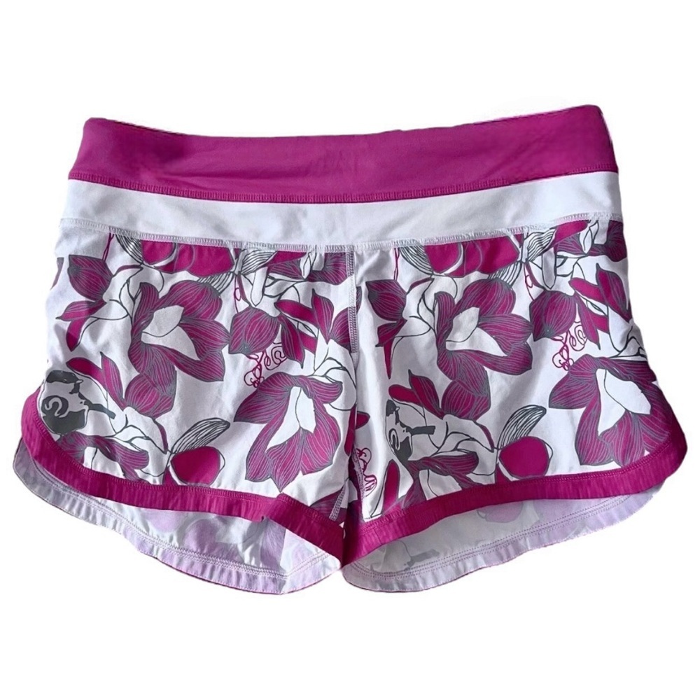 Lululemon Women’s Speed Up Lined Pink White Floral Shorts | Size 8 *Rare Find*